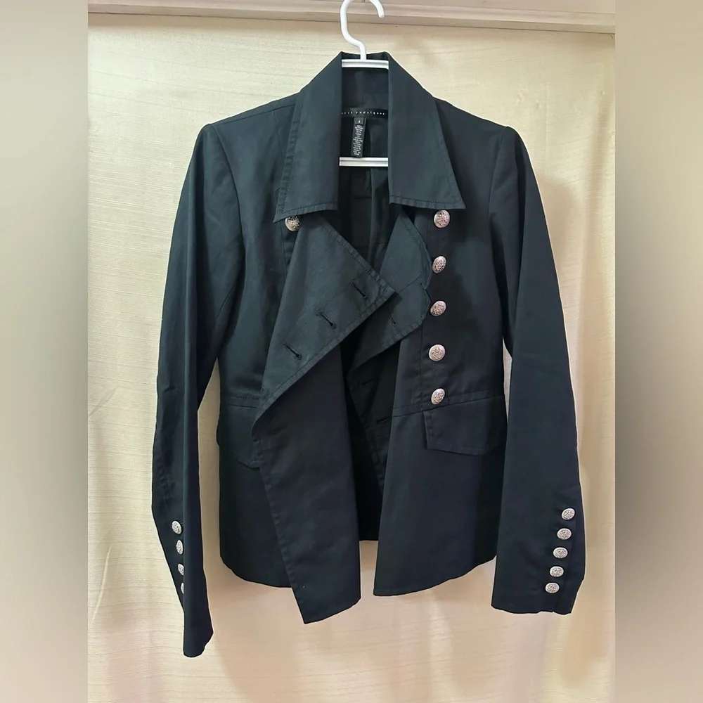 Robert Rodriguez Black Military Blazer Jacket - Double Breasted Silver Buttons - Picture 3 of 5